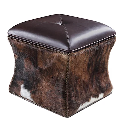 Hair on Hide Storage Ottoman with Lid